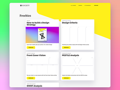 Resources Download Page Web Design branding clean ui cover design design gradient grey homepage icon landingpage logo minimal sketch ui ux vector web web design yellow