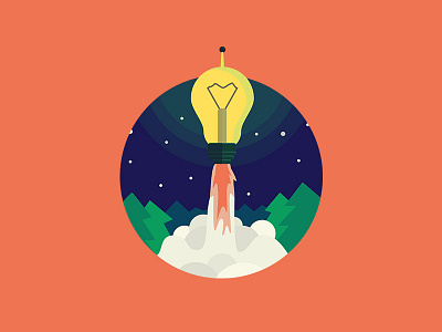 Fast good idea design flat fun illustration rocket