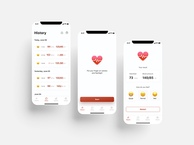 Heart rate measurement app app app design application design figma heart heartrate ui uiux uxui