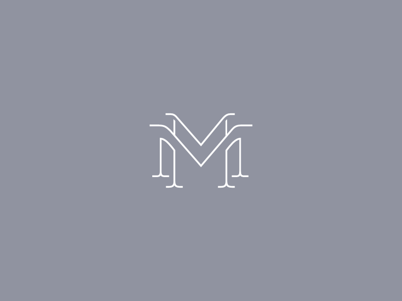 Letter M Logo Monogram, Overlapping Line Mark MM Initials