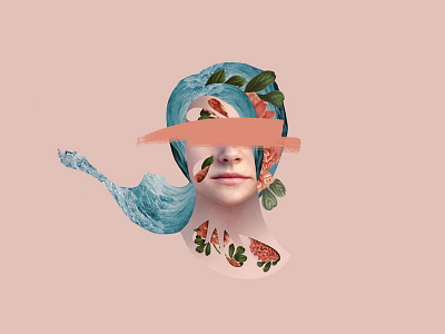 TTB / Artwork Closeup collage conceptual minimal portrait roses sea vintage waves