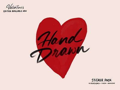 Hand Drawn Sticker Pack | VDay Update drawn hand heart illustration lettering stickers valentines day