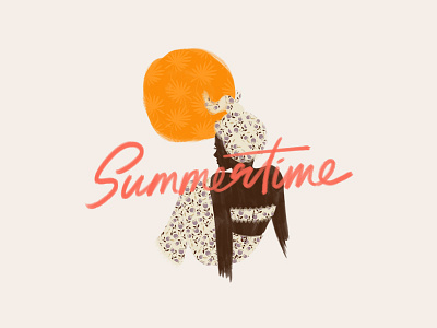 Summertime Illustration floral illustration lady patterns summertime sun vintage