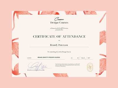 Certificate for Courses certificate cocorrina courses design flamingos