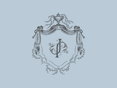 JP Emblem baroque botanical crest emblem j monogram p romantic
