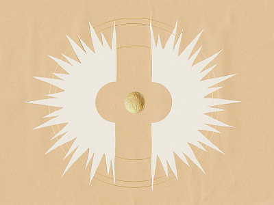 Big Bang bang big gold minimal mixed media sun