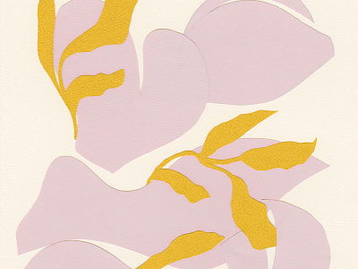 Marigold Artwork blush branches collage marigold yellow
