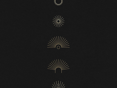 Tropical Sun Icons gold line minimal palm sun