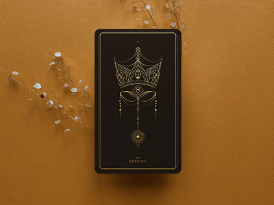 The Empress / Tarot Deck art black card cosmic empress gold line space tarot