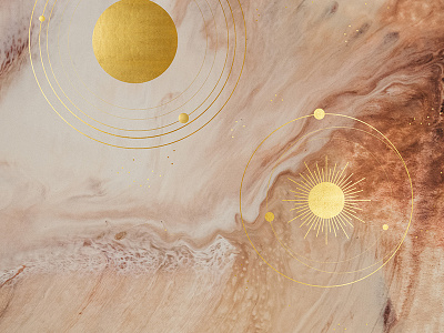 Golden Galaxy acrylic astronomy beige brown cosmos galaxy gold nude planets