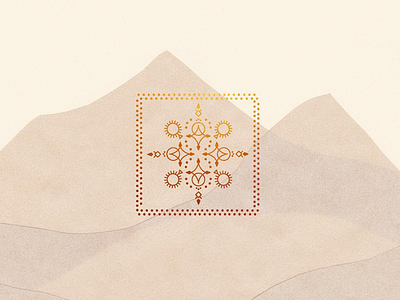 Desert Mountains art collage desert dot line mountains paper sun tribal