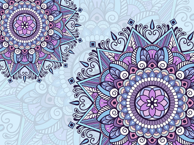 Blue and Purple Mandala Art