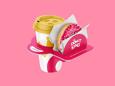Donut King packaging branding design donut food fun graphic happy johanndacosta label marketing packaging party pink print product restaurant sweet yummy