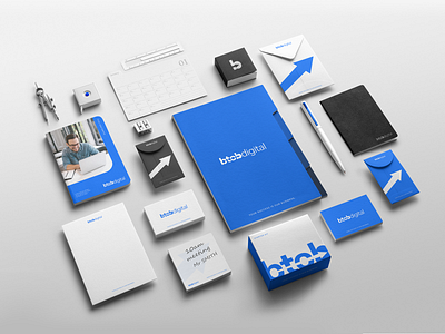 Btobdigital branding kit blue branding business clean corporate flat johandnacosta minimal simple