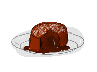 Chocolate Lava Cake cake illustration chocolate cake chocolate lava cake cute doodle doodleart doodles lovely molten cake simple watercolor