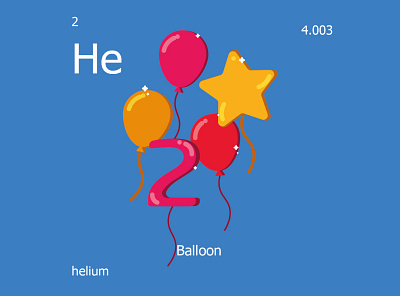 Helium balloon balloon chemistry flat graphic design helium icon illustration illustrator minimal periodic table science