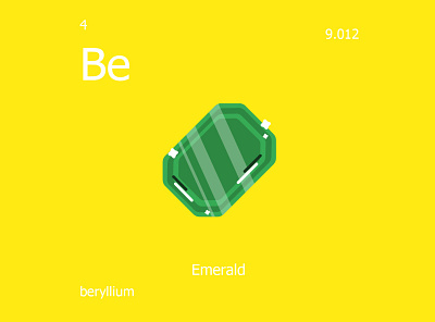 Beryllium emerald be chemistry design emerald flat graphic design icon illustration minimal periodic table science