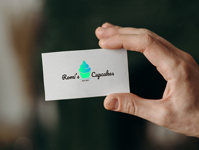 Romi's Cupcake Card branding card design flat graphic design icon illustration illustrator logo minimal mockup