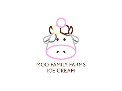 Moo Family Farms Ice Cream Logo cow dailylogo dailylogochallenge design flat graphic design ice cream ice cream logo icecream icon illustration illustrator logo minimal moo family farms scooop snob