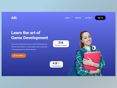 Landing page design : Game Development Course