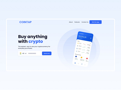 Cointap - A Crypto app landing page design crypto dailyui design figma uiux