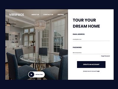 VIRSPACE : A virtual tour property signup page design dailyui design property ui uiux