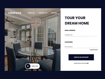 VIRSPACE : A virtual tour property signup page design