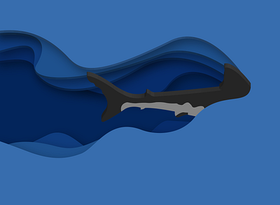 Shark 3d 3d art animal design illustration ocean papercut sea shark vector wallpaper