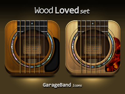 GarageBand icons adobe fireworks audio fireworks garageband guitar icon icons ios ipad iphone iphone4 music vector wood wood loved set