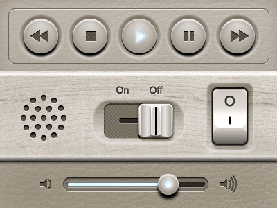 Genesis UI Kit adobe fireworks audio fireworks interface interface design ipad iphone knob leather mobile ui ui design user interface vector wood