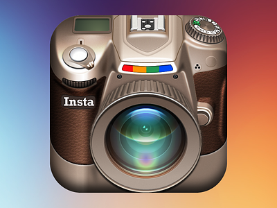 Instagram DSLR iOS Icon adobe fireworks camera dslr fireworks icon instagram ios ipad iphone leather lens vector