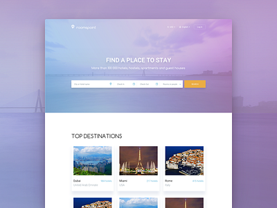 Landing page for Roomspoint by Roman Gordienko on Dribbble
