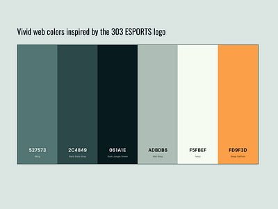 Color Palette for 303 ESPORTS Web Design color palette design web design