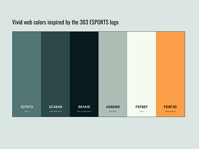 Color Palette for 303 ESPORTS Web Design