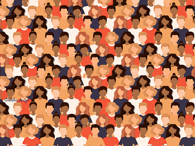 Vector illustration of a crowd of people standing together.