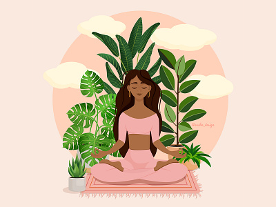 Vector illustration of a girl in a lotus position 2d adobe illustrator adobeillustrator banner cartoon character design exercise flat graphic design health illustration illustrator postcard print sport vector woman yoga yoga illustration