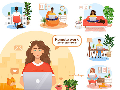 Remote work. Vector illustration