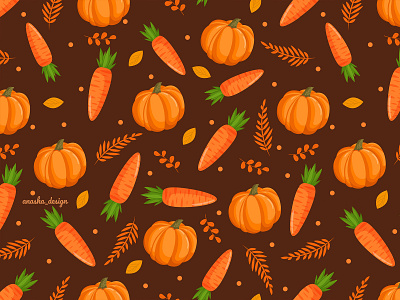 Autumn pattern with pumpkins. Vector illustration.