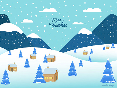 Winter landscape. Vector illustration 2d adobe illustrator card cartoon christmas christmas tree cold design graphic design holiday illustration landscape new year season snow snowflake winter xmas