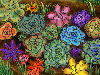 water color succulents design illustration vector