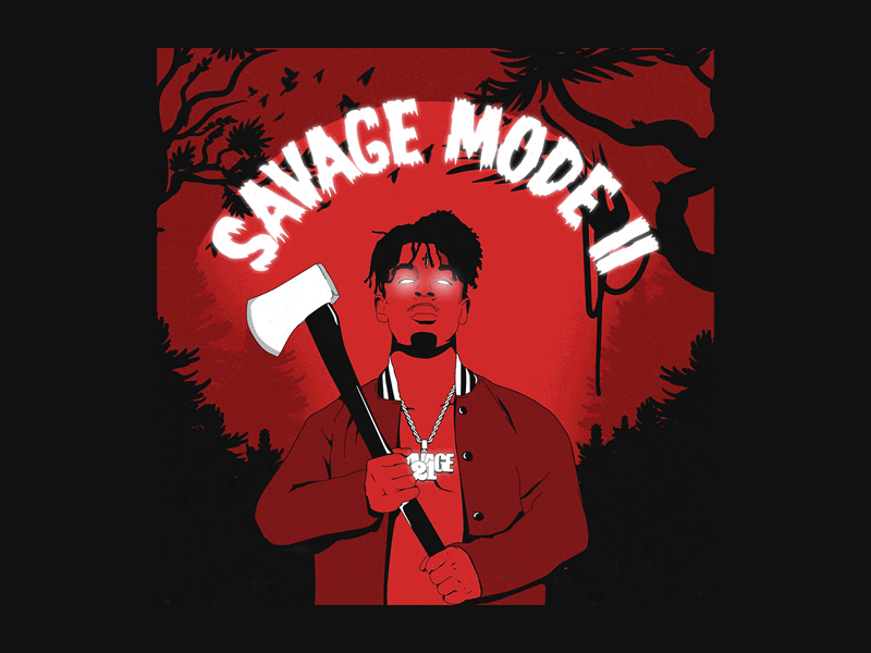 SAVAGE MODE II 21 21savage animation axe character halloween hiphop illustration jasonvoorhees nature rapper red savage savagemode2 savagemodeii savagemodeii