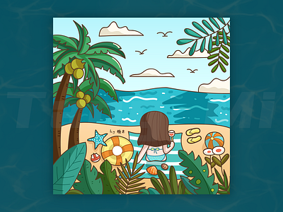 Island Holiday beach bikini holiday illustration island sea season summer vector wine