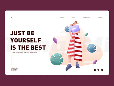Being yourself is the best applauds appreciate be yourself beautiful beauty brave confident cool courage flat girl illustration people vector woman