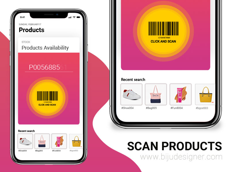 iOS app UI design for Scan Products by UI