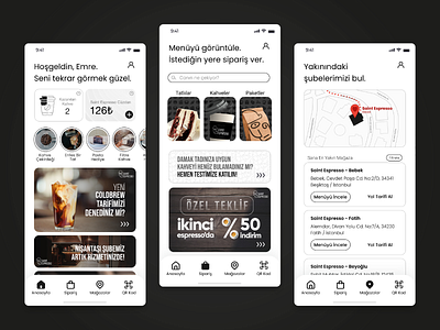 Saint Espresso Coffee App UI / Kahve Uygulaması Arayüzü app coffeeapp kahve ui uix ux uxdesign