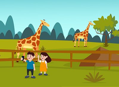 Kids at Zoo design graphic design illustration vector