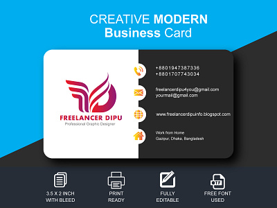Creative Modern Business Card Design brand brand identity branding business card design businesscard businesscarddesign businesscardmockup businesscards design freelancerdipu graphic design illustration