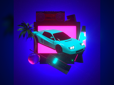 Cars & Lava 3d animation design illustration octane render retro retro design retrowave typography vaporwave vector