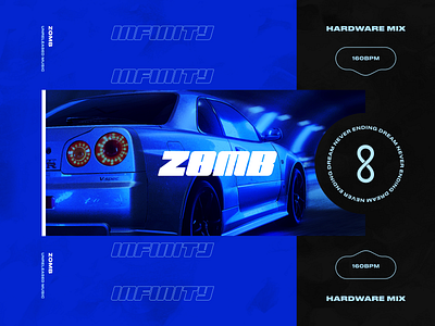 ZOMB - Infinity Hardware Mix app branding design hard hardware heat illustration logo music retrowave skyline typography ui vector