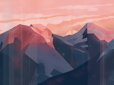 Mountains art clouds illustration mountains nature sky sun travel